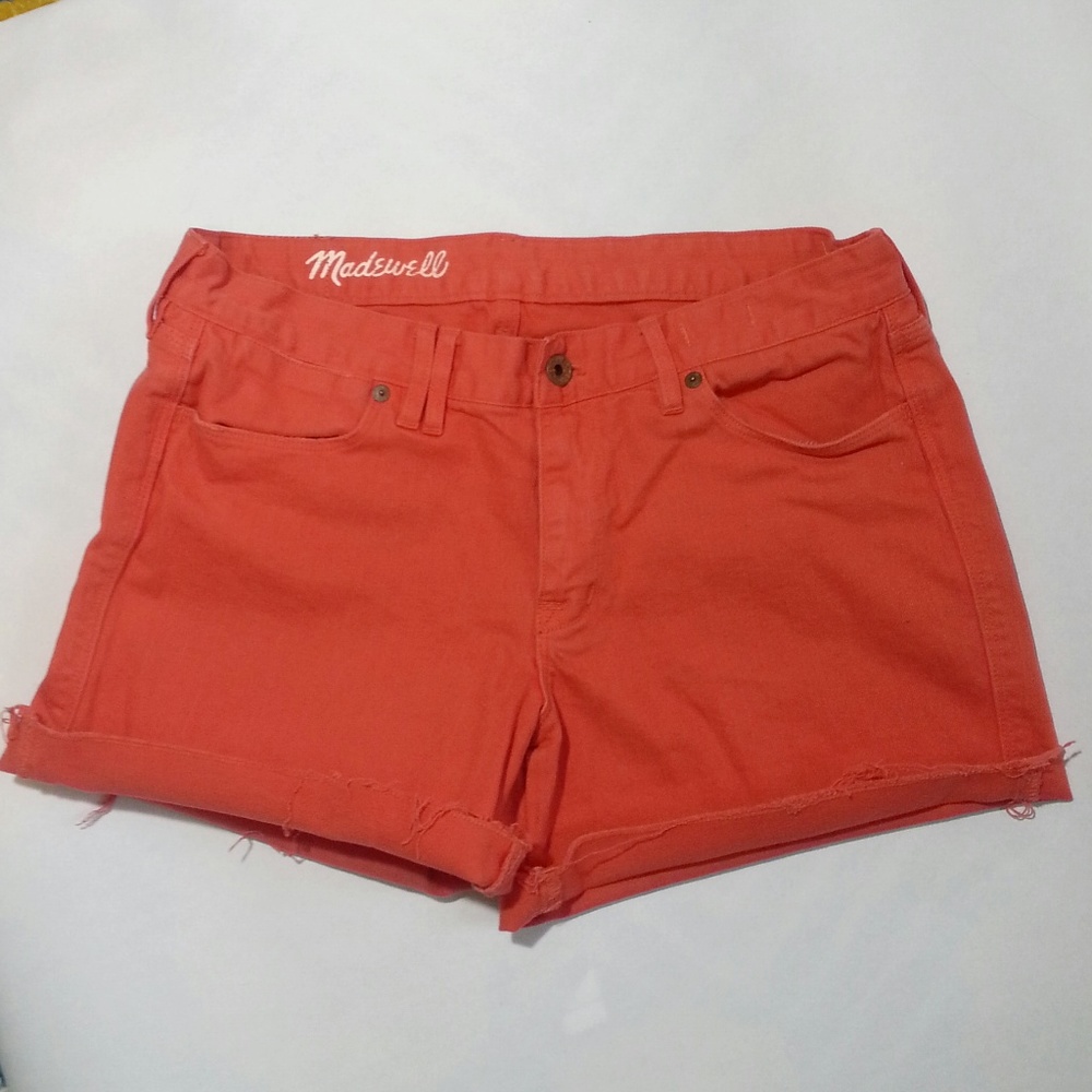 Madewell Denim Shorts Raw Hem Orange 30
